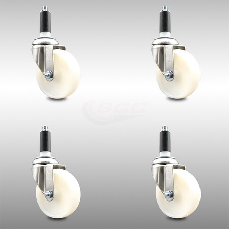 Service Caster 4 Inch 316SS Nylon Wheel Swivel 1 Inch Expanding Stem Caster Set SCC SCC-SS316EX20S414-NYS-1-4